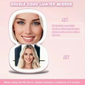 White Rechargeable LED Light Compact Mirror NEW